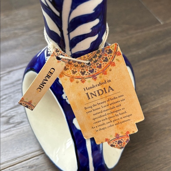 Ceramique Handcrafted in India,unique abstract shape,ceramic royal blue vase - Picture 8 of 12